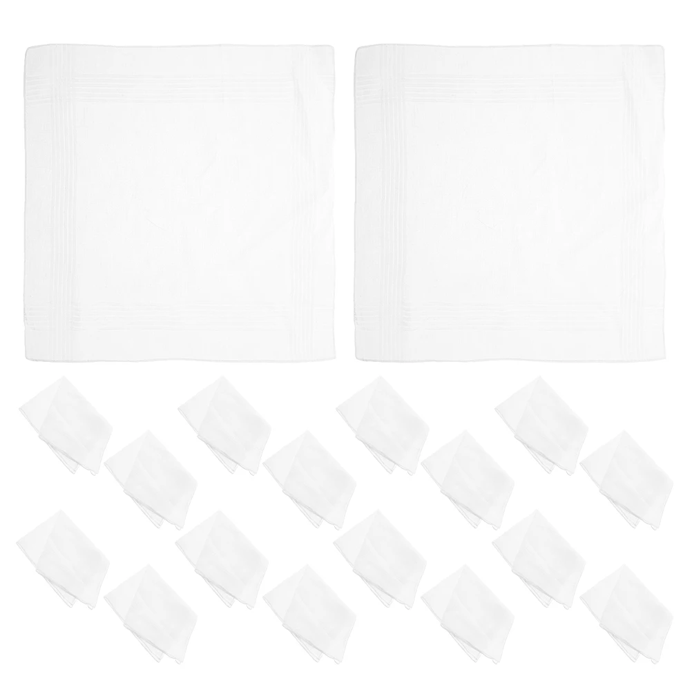 18 قطعة مناديل بيضاء للرجال من القطن جيب مربع خفيف الوزن محمول للسفر والأعمال ملابس غير رسمية قابلة للغسل في الغسالة