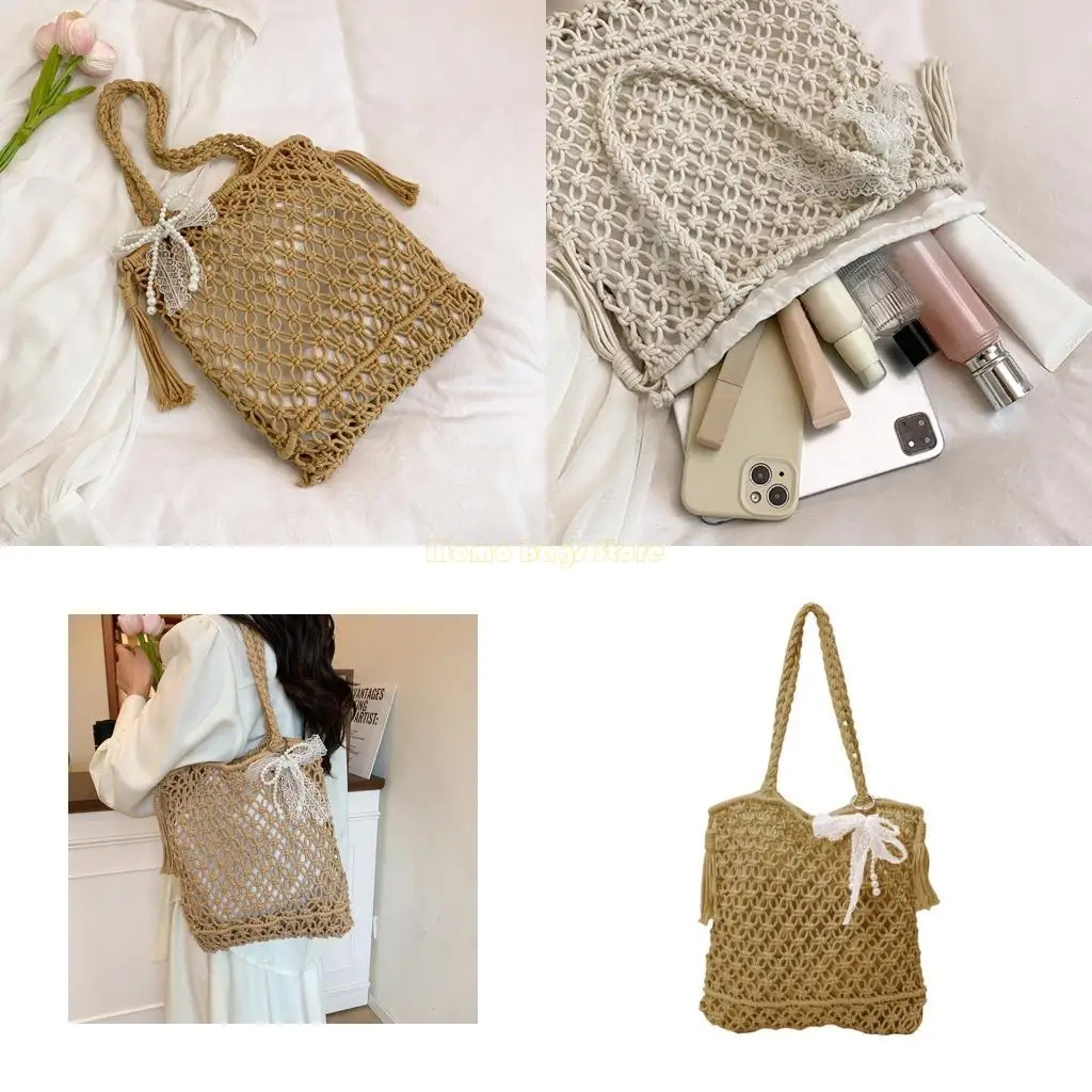 

X90D Women Handbag Woven Shoulder Bag Retro Beach Bag Holiday Styles Armpit Bag