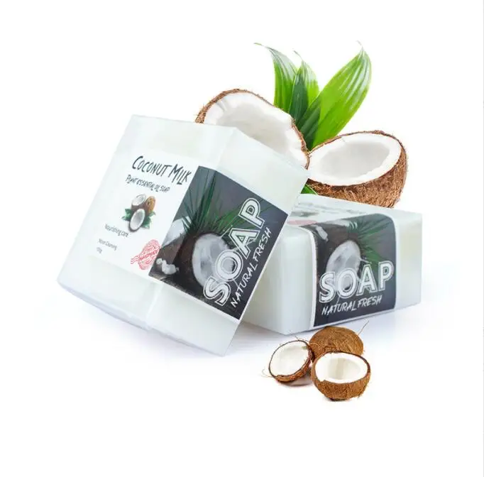 coconut soap Oil Bath Soap Soften Skin Facial Cleanser Handmade Milk Whitening Brighten Crystal Clear Foam Essential oil Soaps