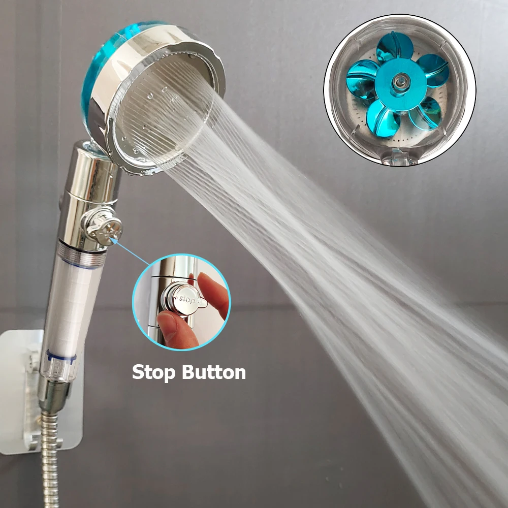 High-Pressure Shower Head Handheld Turbo Fan Showerhead With Filter Water Saving Spray Rainfall Shower Bathroom Accessories