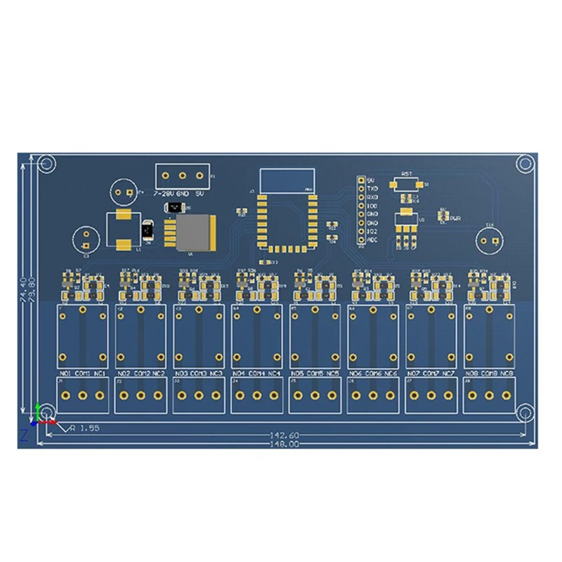 Citations ESP-07 technique 8 voies WIFI Tech 5V/7-28V alimentation ESP8266 carte de développement technologie de développement secondaire