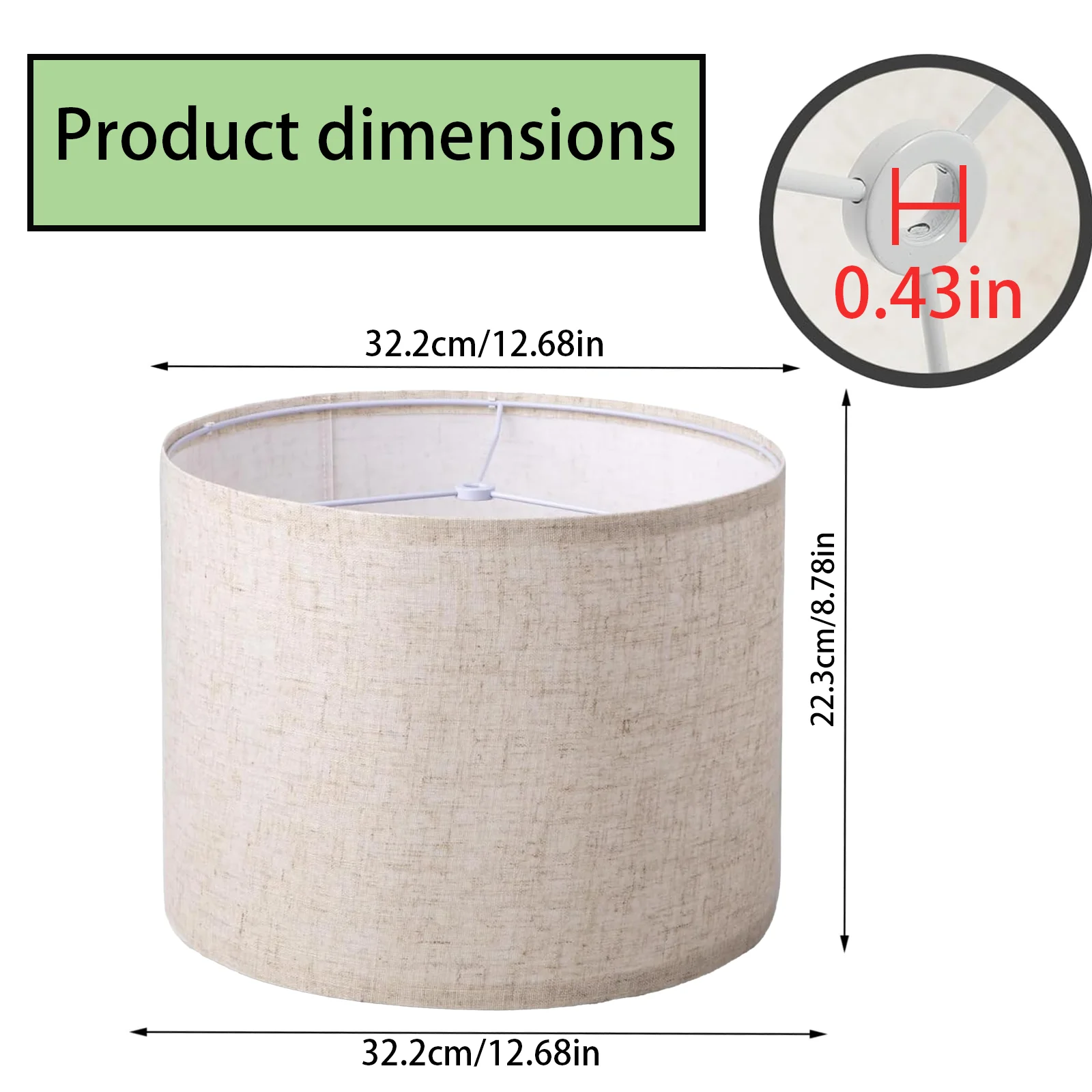 Linen Lampshade – Drum Shade for Table Lamps, Floor Lamps & Pendant Lights, Easy DIY Assembly, Soft Diffused Illumination