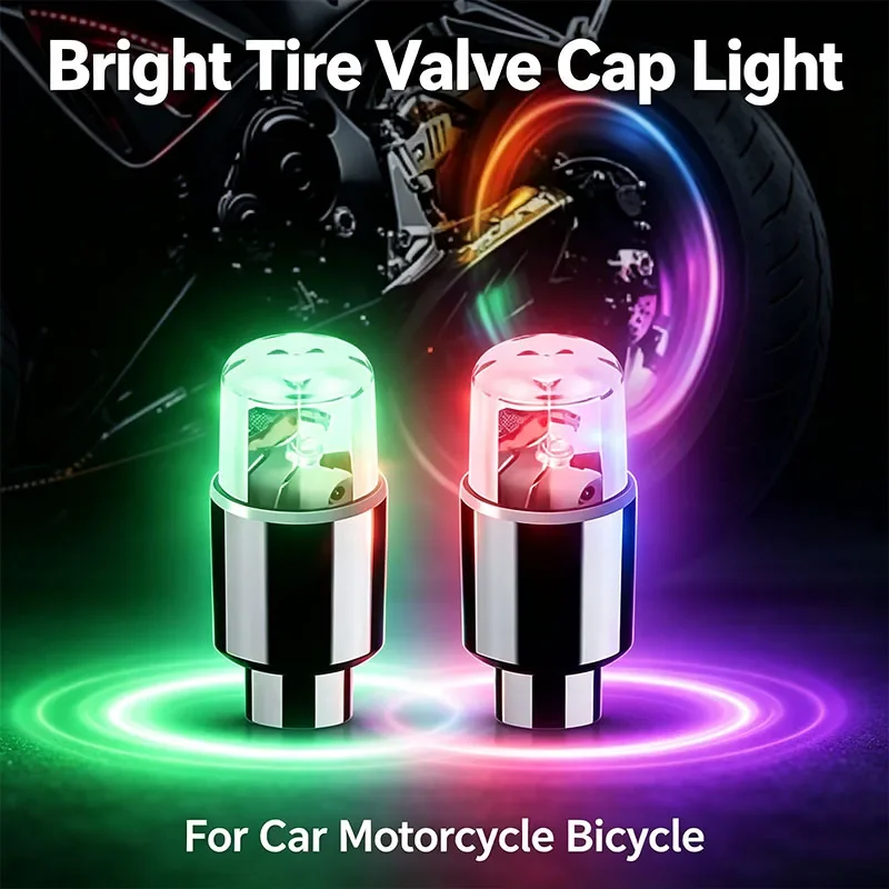 2/4/8/10Pc Car Light Bicycle LED Tire Lights Universal Car Neon Lamp Valve Cover Lights Tire Colorful Flashing Bulb Decoration