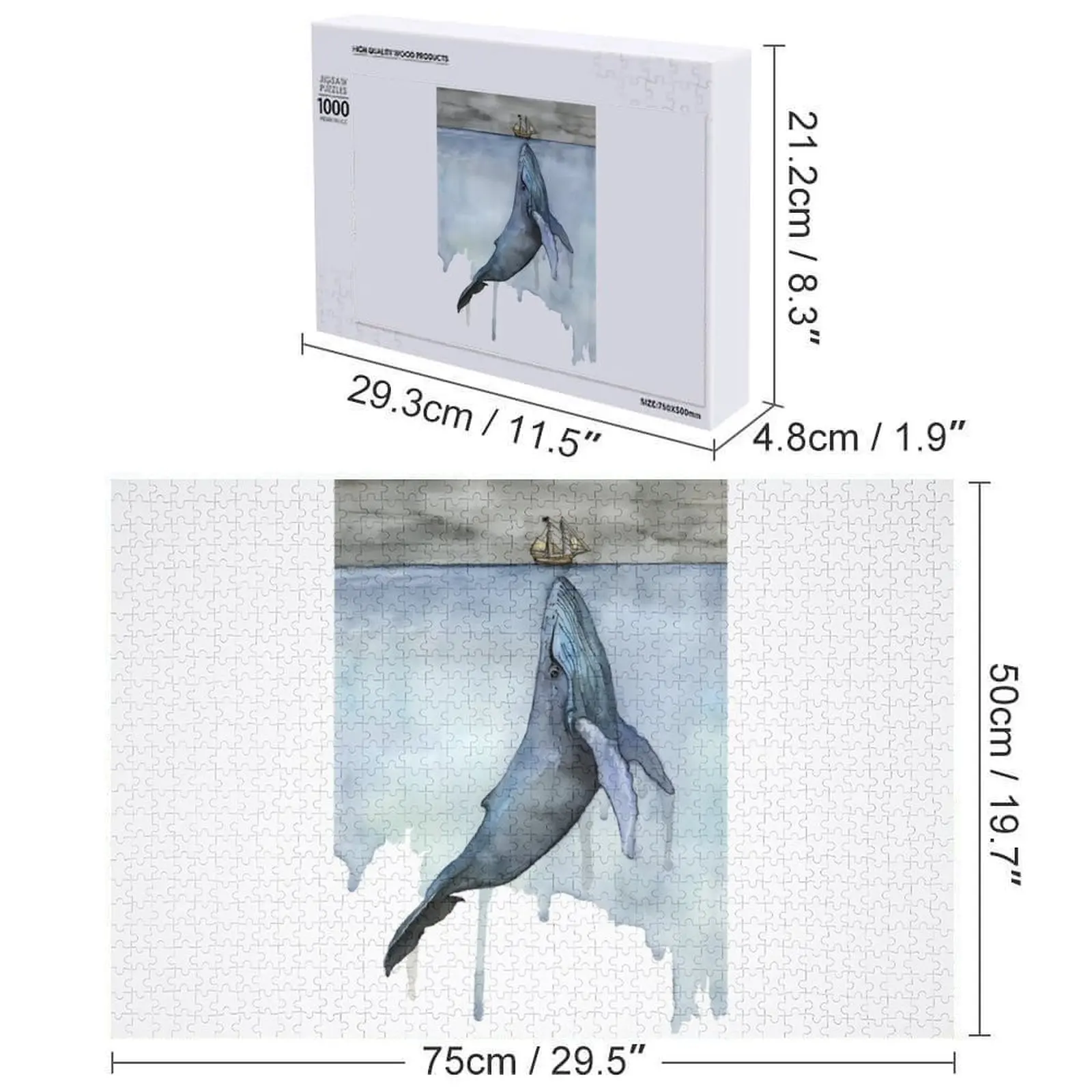 Ocean Whale Jigsaw Puzzle Personalized Baby Object Name Wooden Toy Woodens For Adults Custom With Photo Puzzle