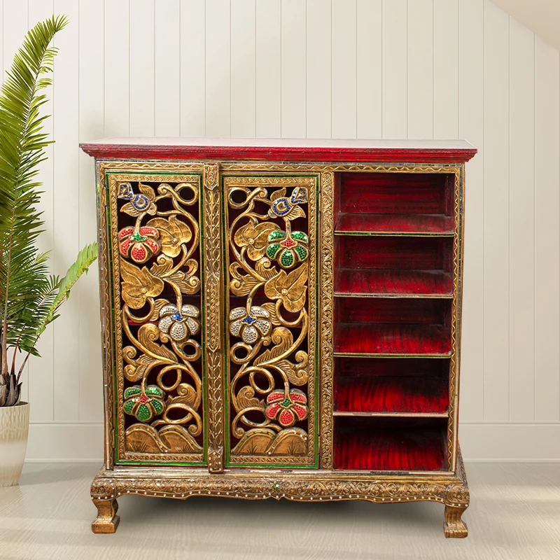 Thai solid wood shoe cabinet, entrance cabinet, retro shrine table for Taiwan, Southeast Asian style furniture