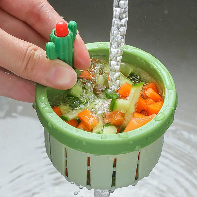 Filtro de fregadero de cocina con diseño de Cactus de dibujos animados, drenaje de piso, tapón de pelo, Colector de baño, colador de fregadero, fácil limpieza, tapón sin obstrucciones