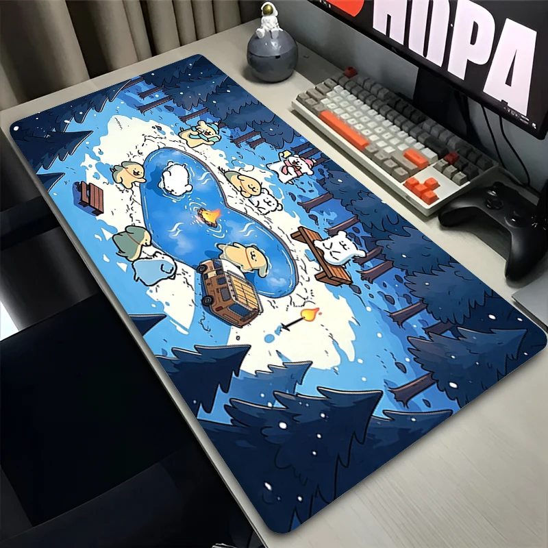 HD Print Gaming Mouse Pad Cute Line Puppy Cartoon Desk Mat Anti-slip Gamer Carpet PC Accessories Pads Large size Office Mousepad