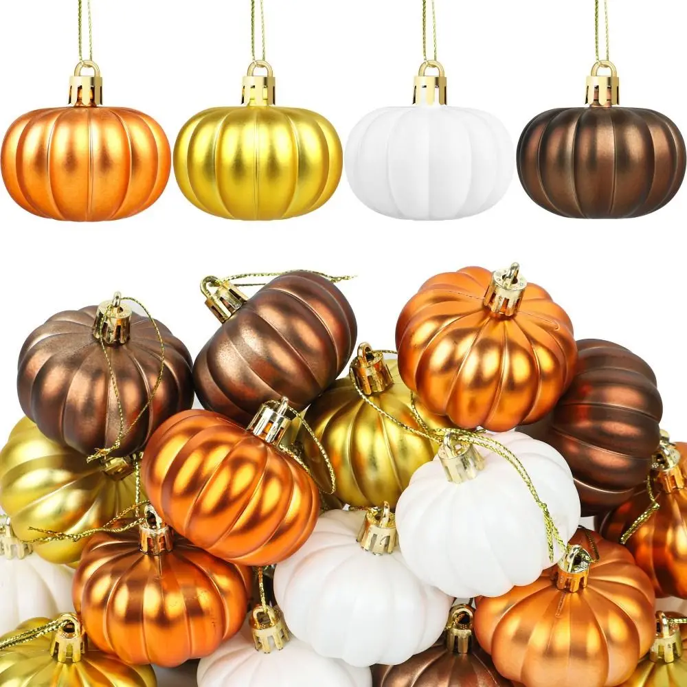 12 Pcs Matte Pumpkin Hanging Ornaments Colorful 12Pcs/Box Thanksgiving Pumpkin Ball Multi-functional Easy To Hang