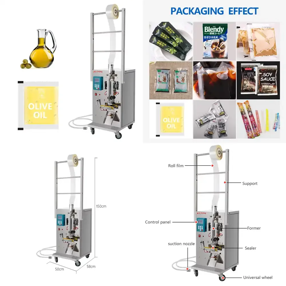 

High-Speed Pneumatic PLC Automatic Liquid Sachet Filling Machine Sealing for Food Beverage Packaging Digital Motor PVA Film