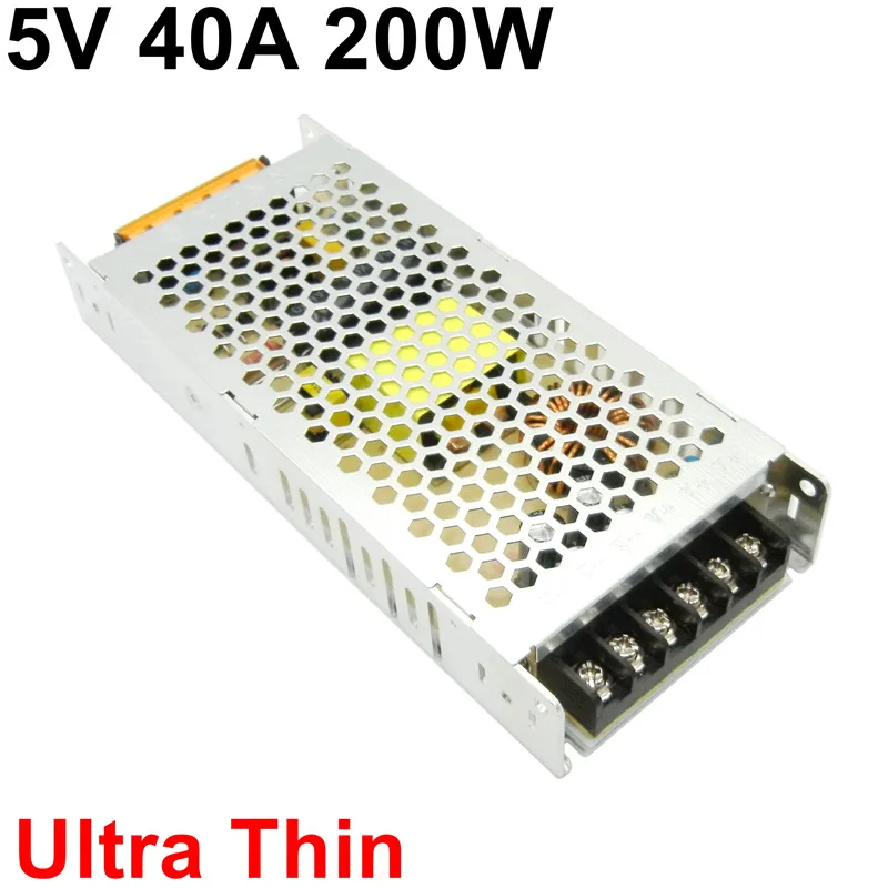 Switching Power Supply 5V 40A 200W Ultra Thin 3cm Thick Ultrathin Led Driver AC 220V Input to DC 5V For LED Display Strip Light