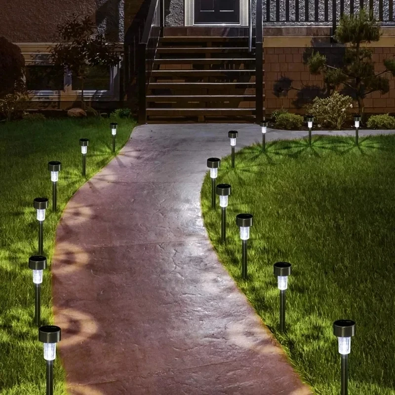 10 PCS impermeável jardim luz solar ao ar livre LED noite lâmpada paisagem gramado iluminação quintal paisagem rua decoração lanternas