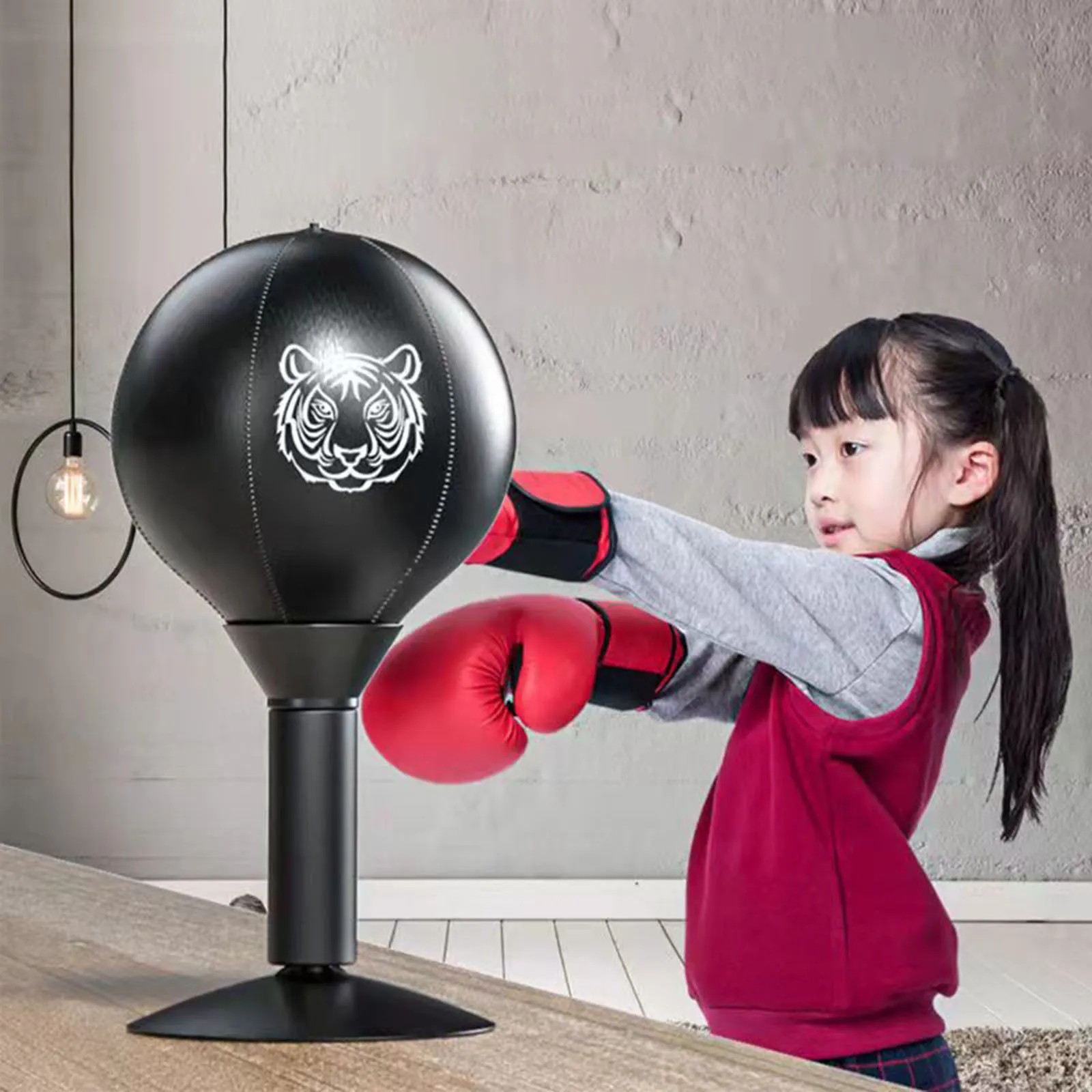 Desktop Punching Bag Boxing Ball Fight Skill MMA Sparring with Air Pump with Suction Base for Adult Kids Home Gym Training