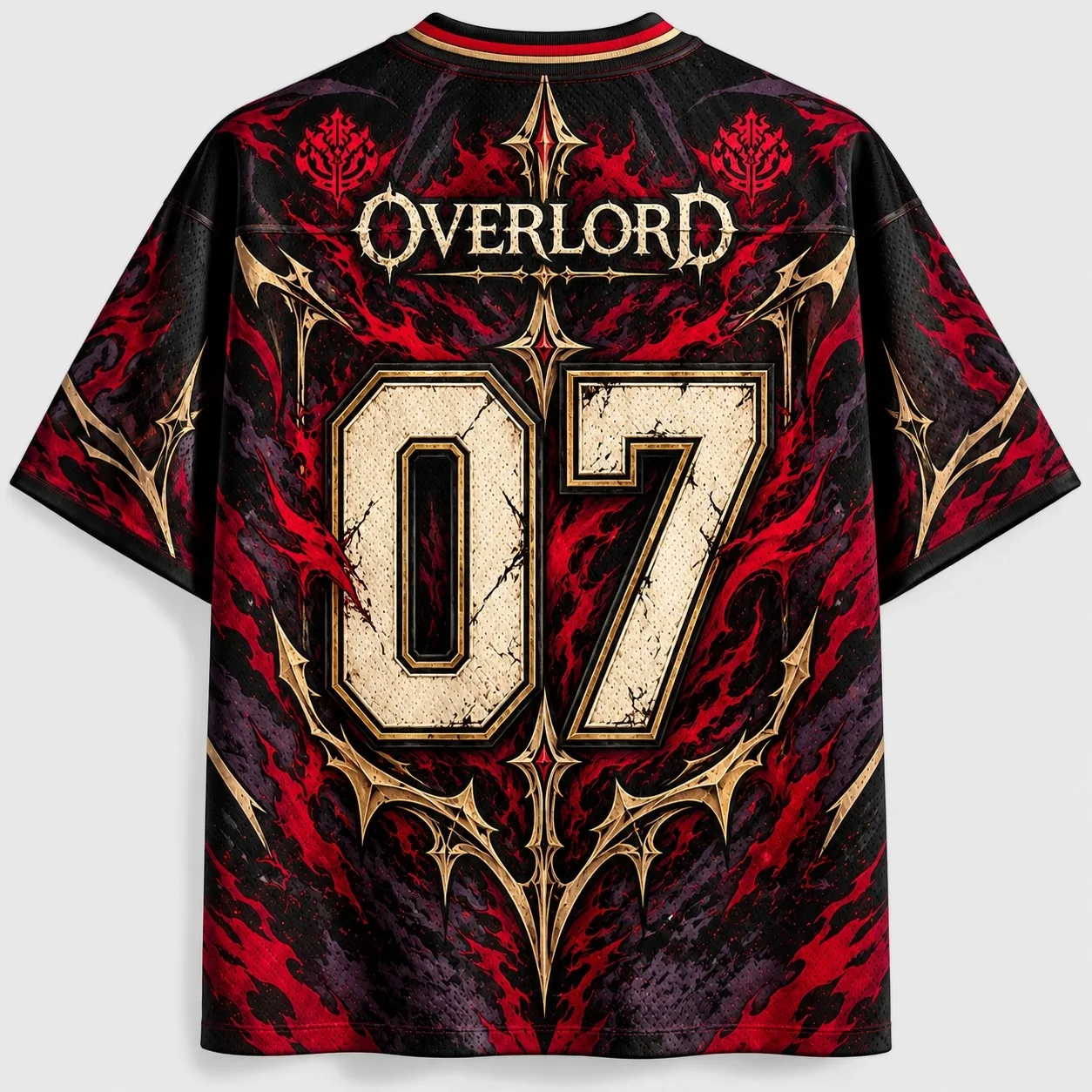 Trendy Unisex V Neck Overlord Ainz Skull Monarch Print Jersey Short Sleeve Top Ideal For Night Out And Casual Street Style Looks