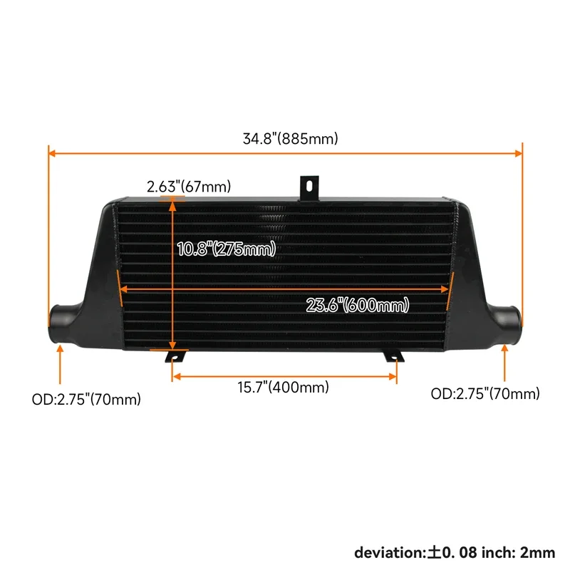 Front Mount Tube & Fin Intercooler Aluminum Black For Toyota MARK II JZX110 1JZ-GTE 1JZGTE 2.5L Torbo Engine 2000-2004 450BHP