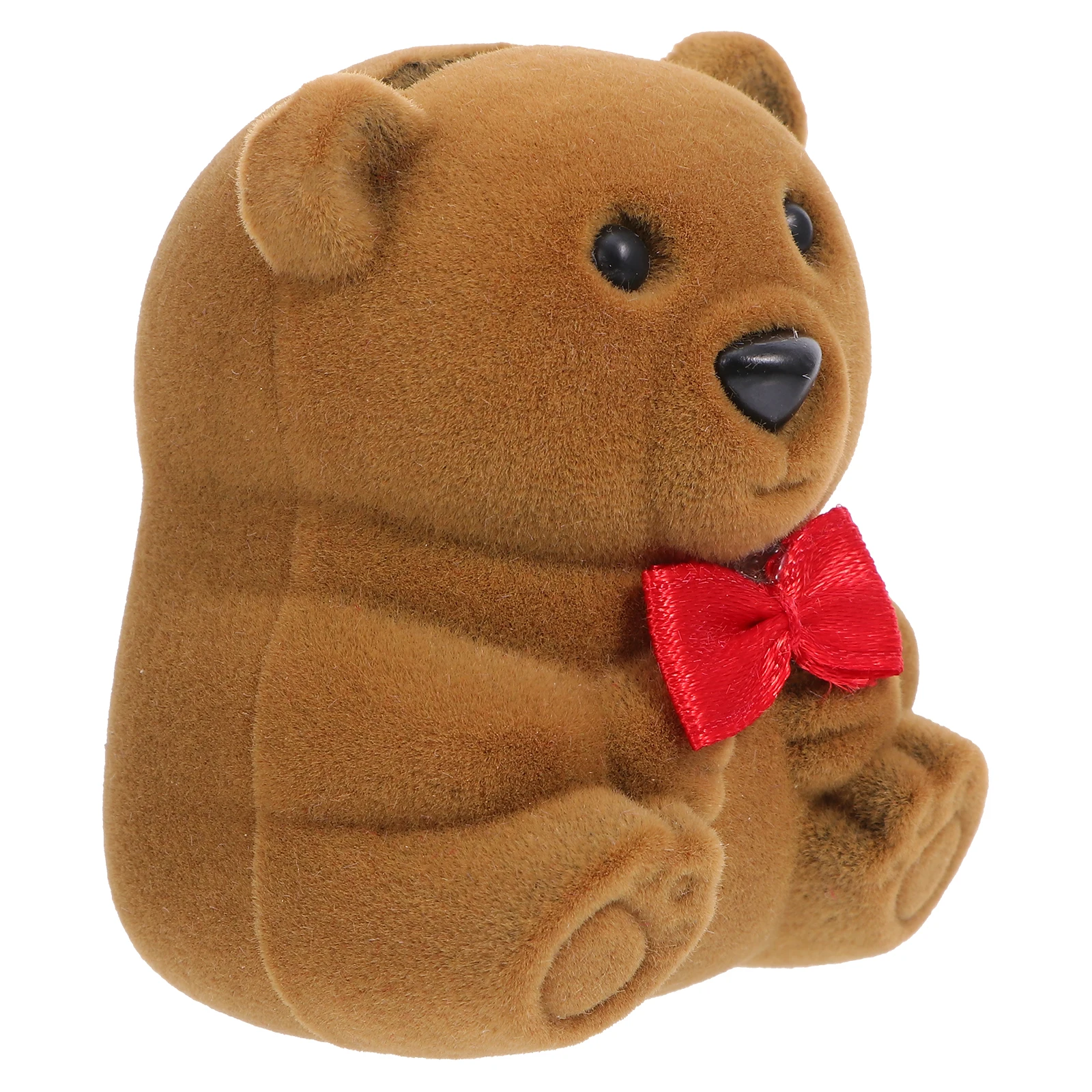 

Flannel Jewelry Box Bear Shape Ring Case Portable Storage Velvet Container Valentine Gift Anniversary Proposal Wedding Travel