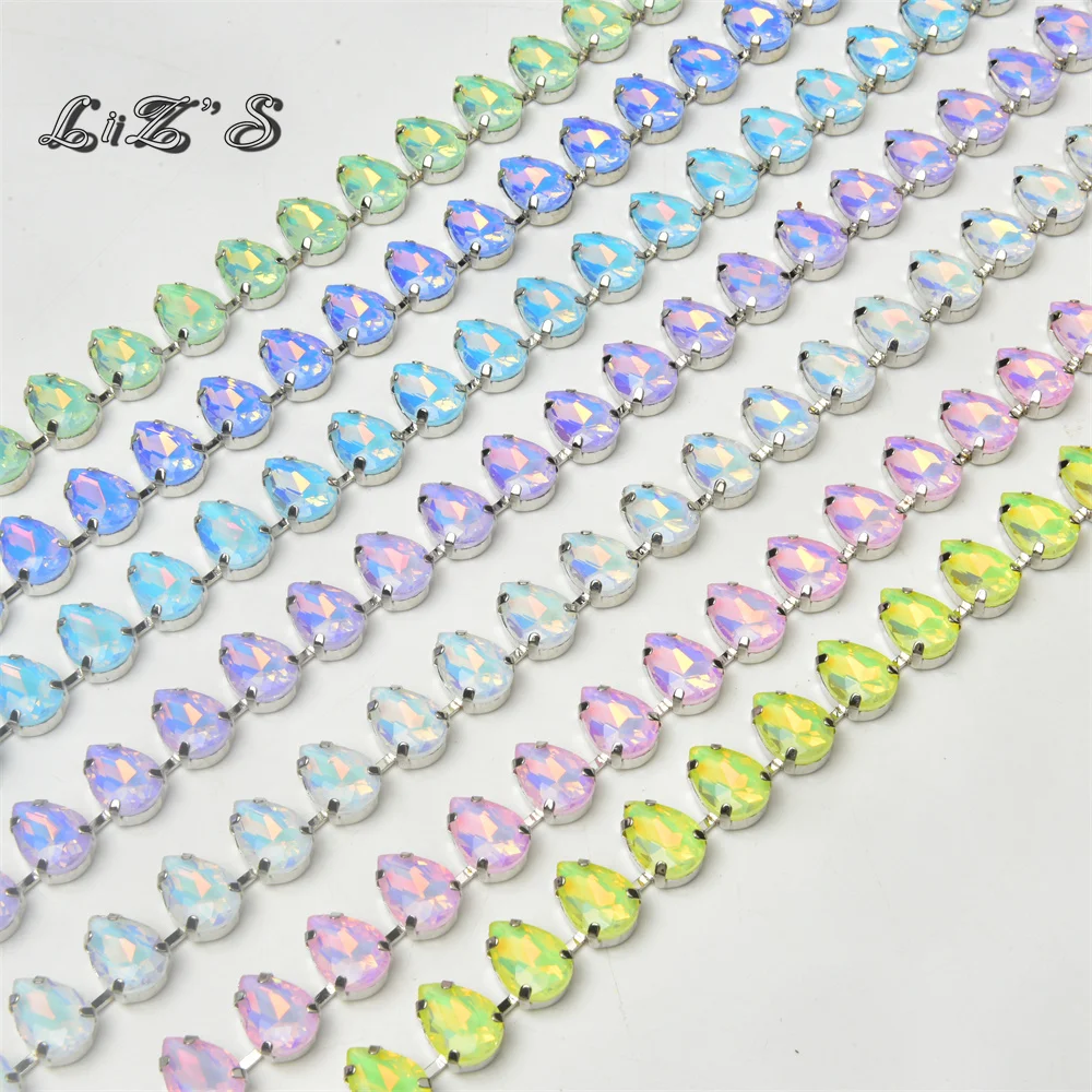 10X14Mm Horizon Drops Strass Mokka Kleur Met Zilveren Metalen Basis Naaien Op Verschillende Gebruik Decoratieve Ketting Kleding Decor