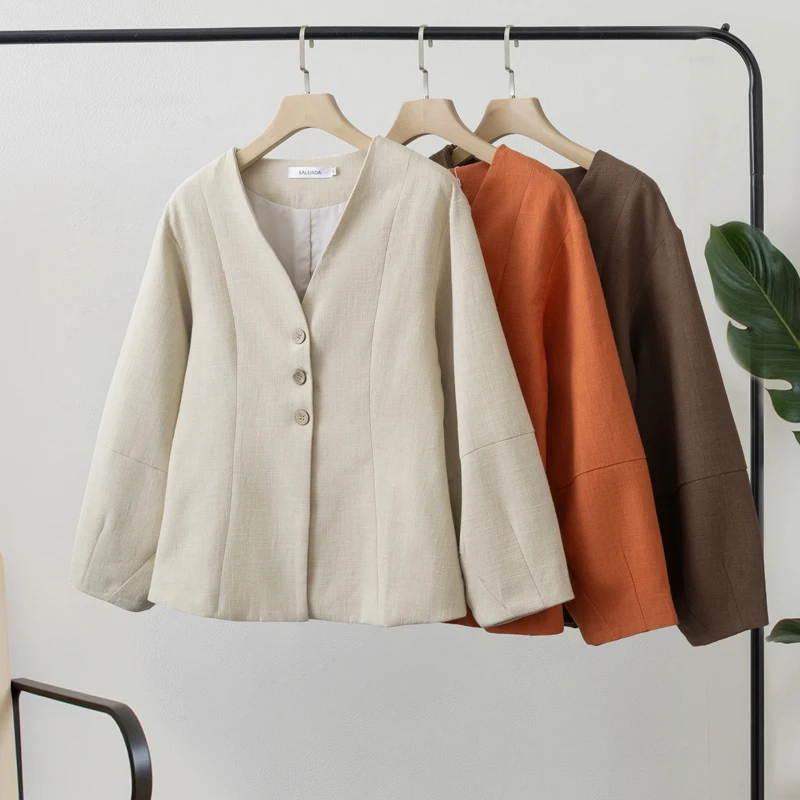 Women's Tussah Silk Blazer Jacket - Chocolate Brown