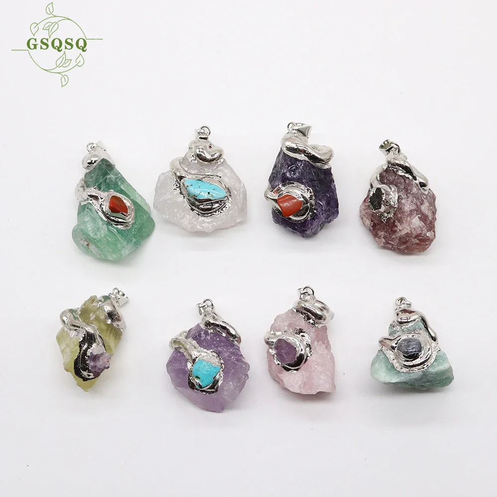 

Irregular Healing Women's Natural Stone Pendant Enchanting Amethyst Fashion Pendant DIY Jewelry Making Necklace Accessories