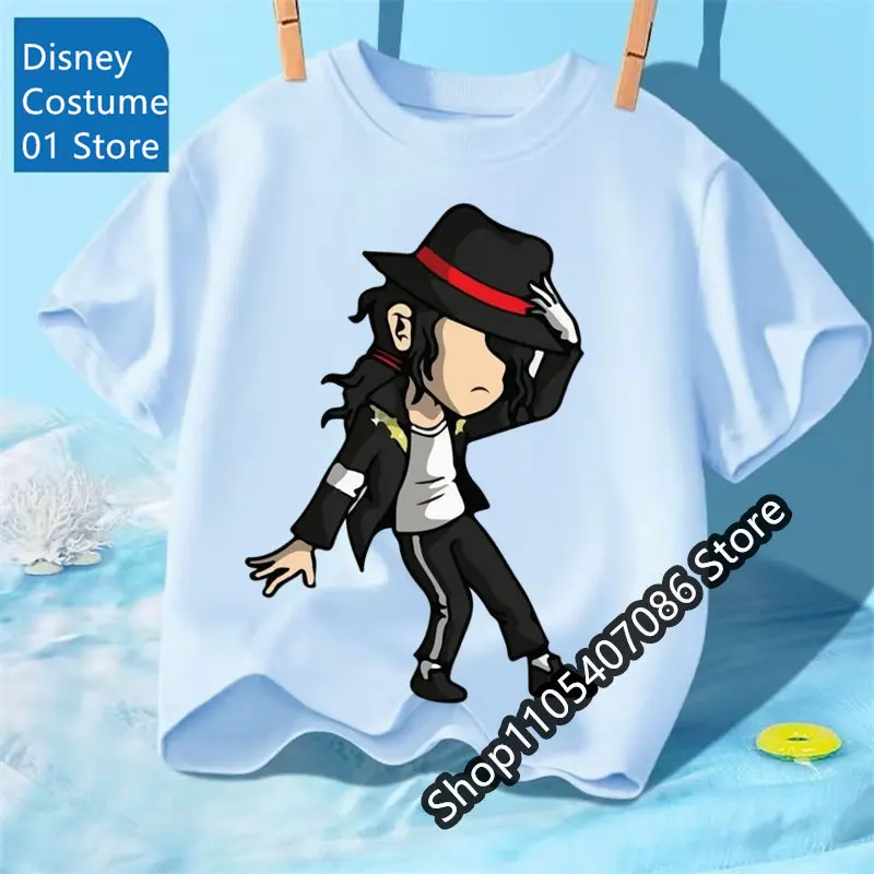 New Kids Michael Jackson Rock N Roll T Pure Shirt Children's Fashion Crew Neck Top Summer Casual Clothes for Baby Boys AndGirls