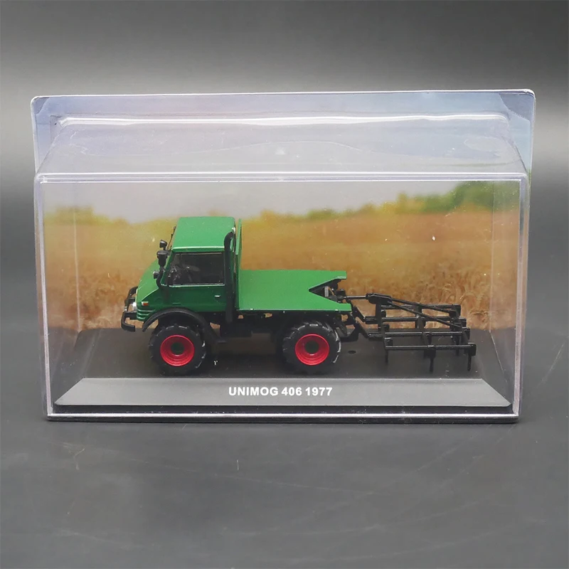 1:43 Scale Benz Unimog 406 1977 Farm Tractor Alloy Classic Cultivator Model Toy Metal Collectible Display Scene Ornaments Green