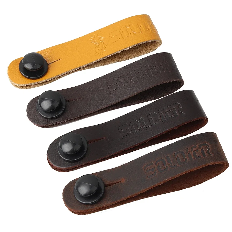 Soldier Grain Leather Guitar Neck Strap Button Guitar Head Stock Tie Safe Lock Guitar Accessories