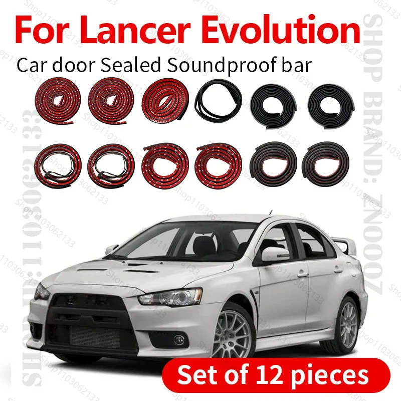 For 2003-2016 Lancer Evolution Car Door Seal Strip Rubber Double Layer Sealing Protector Soundproof Dustproof Seal Strip 12PCS