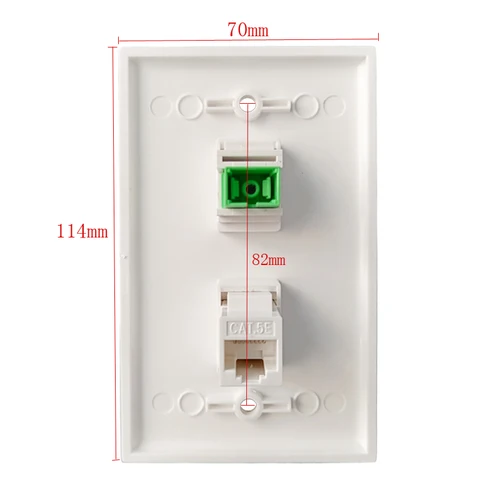 Imagen 2 del producto Placa frontal de pared SC APC de fibra óptica US, SC-SC con Panel de salida de paso hembra CAT5E RJ45, color blanco para conector de red