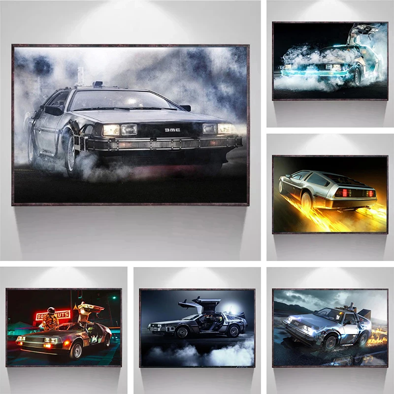 Retro Movies Back To The Future Classic Cool Sports Car Poster Vintage Canvas Painting Wall Art Printed Picture Room Home Decor