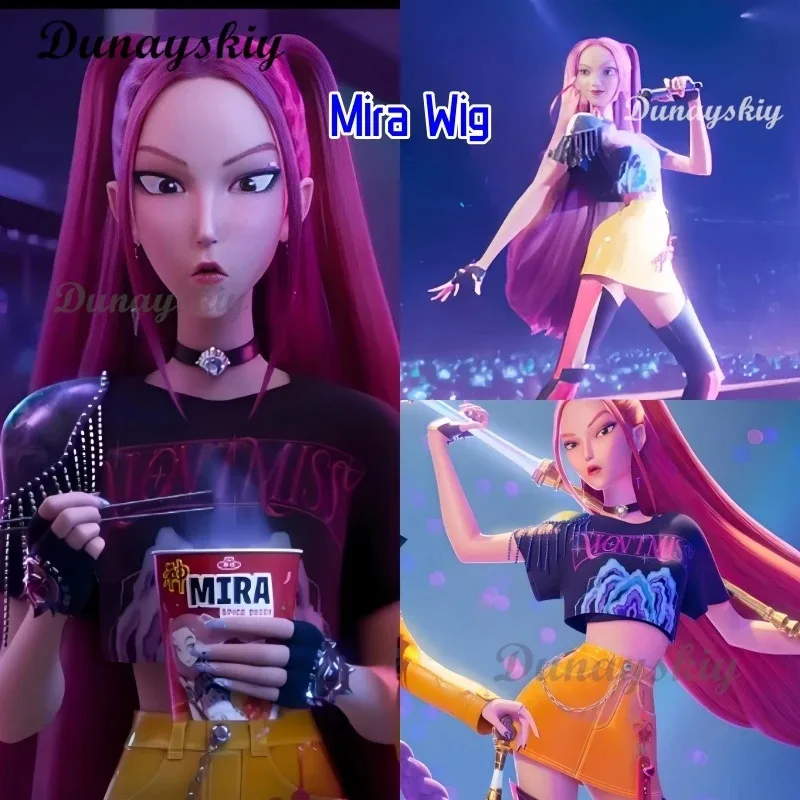 DY20Rumi شعر مستعار تأثيري 2025 فيلم K-Pop شيطان الصيادين المرحلة لومي ميرا زوي الأرجواني شعر مستعار طويل جديلة الشعر هالوين فتاة مجموعة Idol25