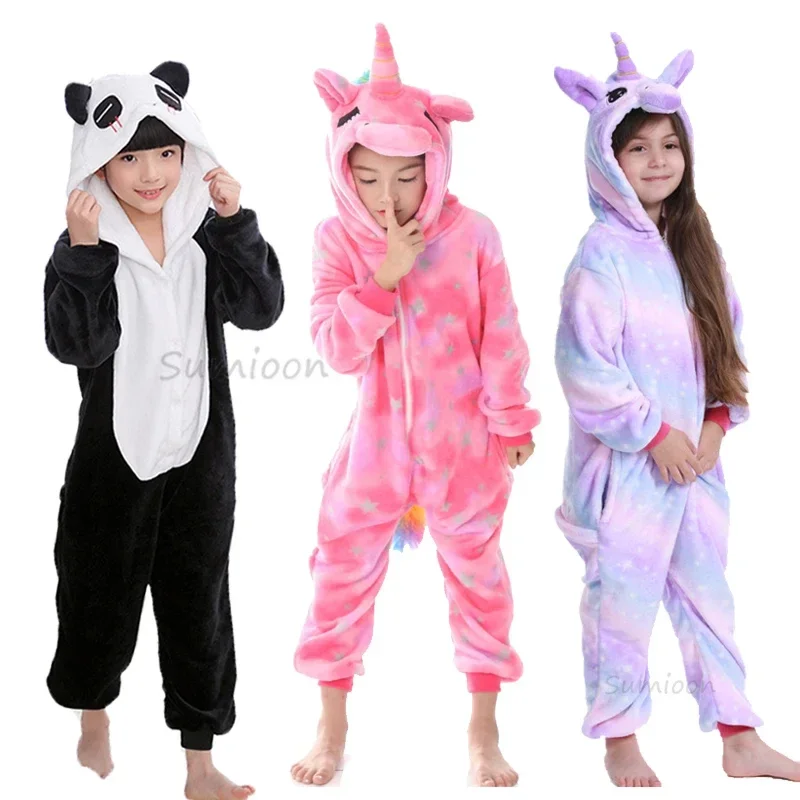 boys girls unicorn pajamas kids animal pijama children flannel kigurumi onesies baby sstitch blanket sleepers jumpsuit