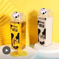 My Kitchen 500ml Bpa Free Milk Sport Water Bottle Kettle My Cute Cartoon Creative Outdoor Plastic Fresh Gourde Bottles Drinkware