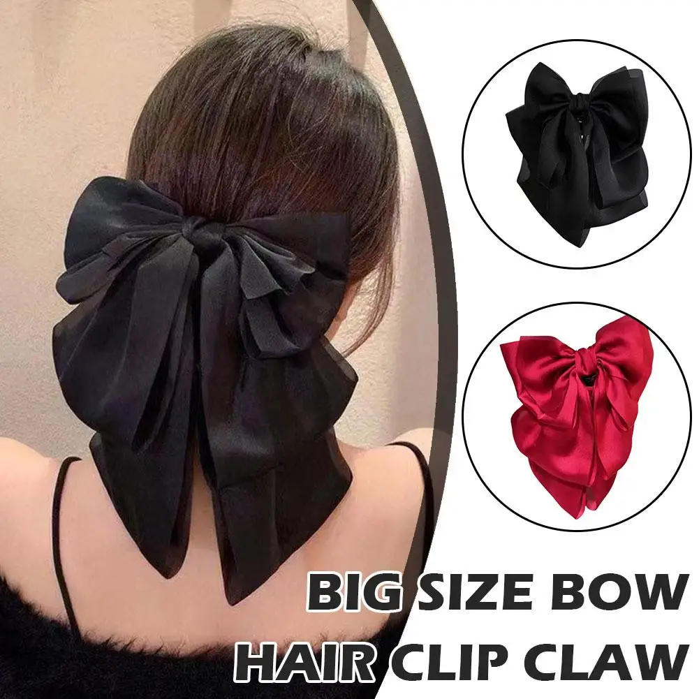 Coreano Tamanho Grande Bow Clip de Cabelo para Mulheres, Claw Clamp, High Barrettes, Acessórios, Headwear para Meninas, Rabo de Cavalo, E7C1, Hot