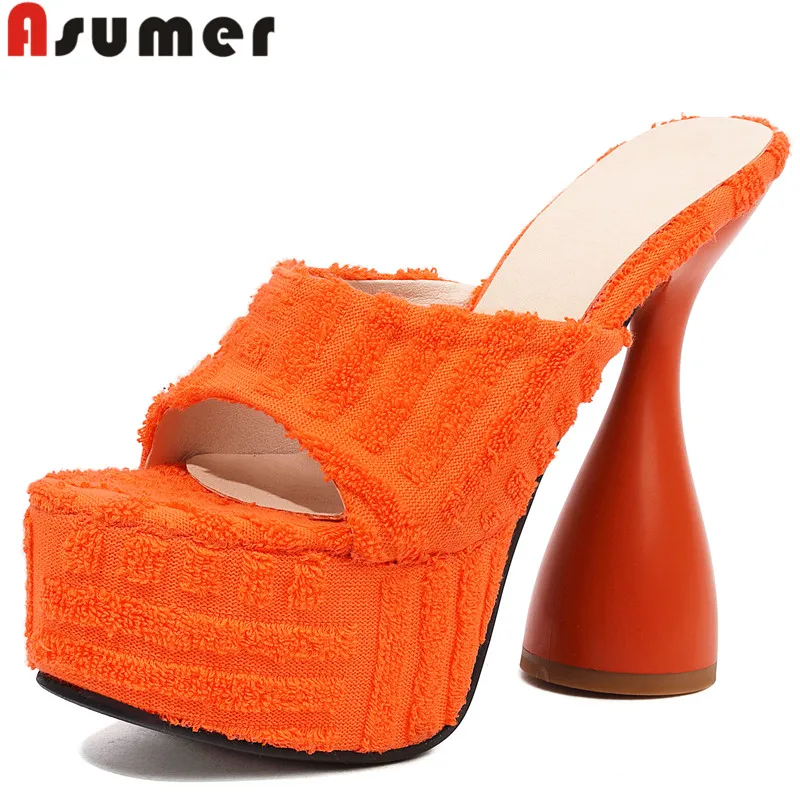 

Женские босоножки на очень высоком каблуке ASUMER, черные босоножки на синтетической платформе, размеры 34-43, для осени и зимы, 2022