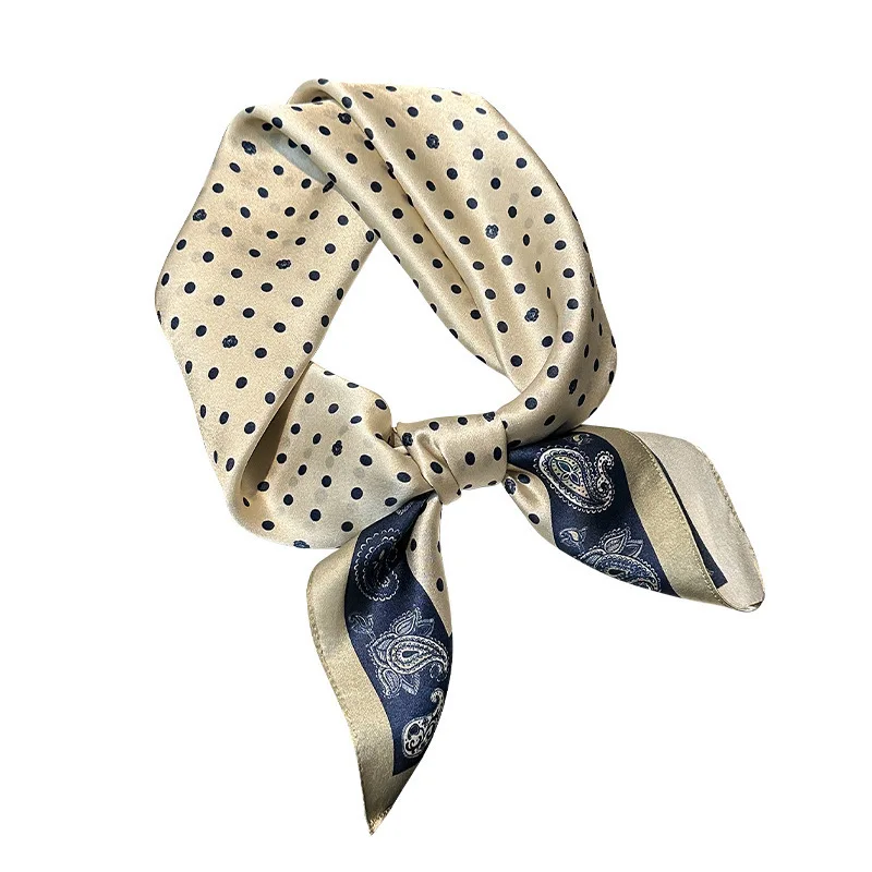 New 100% Natural Real Silk Scarf Women Hair Foulard Luxury Bandana Square Headband Hijab Print Poncho Scarves Pashmina brand
