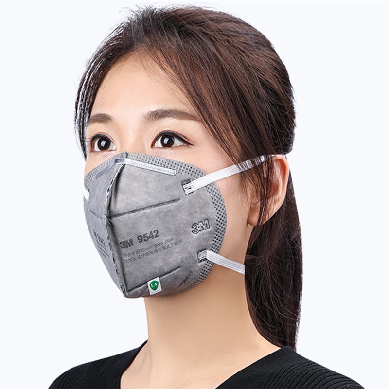 5pcs 3M9542 Activated carbon PM 2.5 Anti dust mask non woven fabric folding filter mask  Dust-proof and haze Adult N95