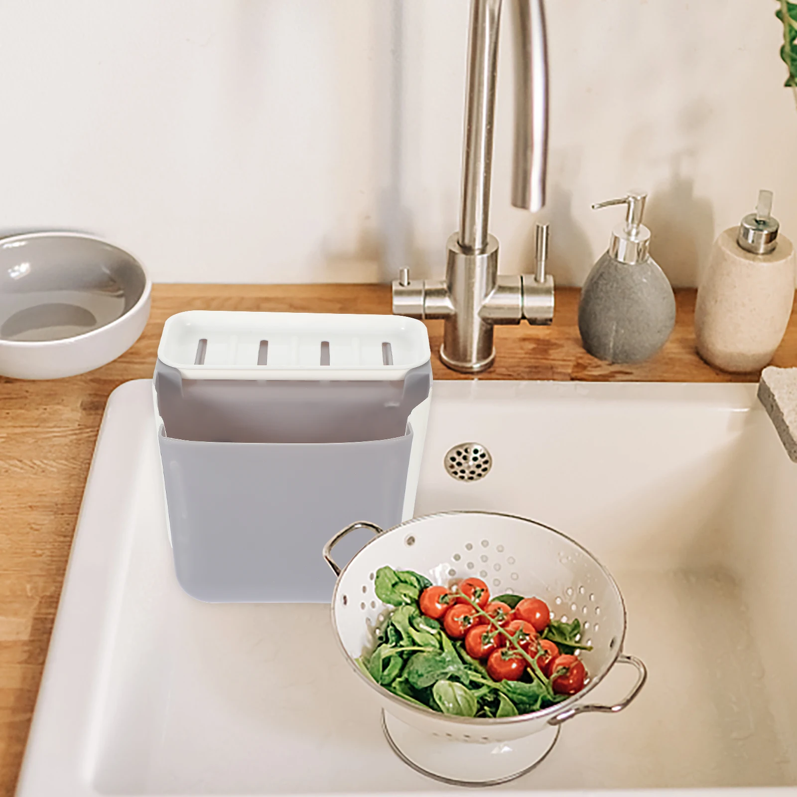 

Foldable Hanging Basket Grey Kitchen Strainer Fruit Vegetable Drainage Fruit Drain Basket Storage Waste Gadget