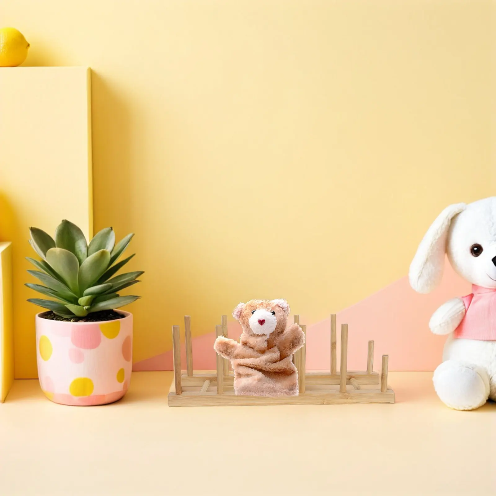

Wooden Puppet Stand Holds 12 Finger Puppets Finger Tree Store Display Rack Home Store Anti Crush Storage Puppet Show Stand