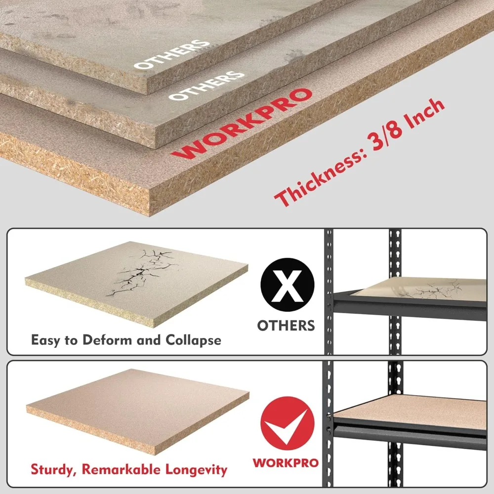 5-Tier Metal Storage Shelving Unit, 36”W x 18”D x 72”H, Adjustable Storage Rack Heavy Duty Shelf with Particle Board