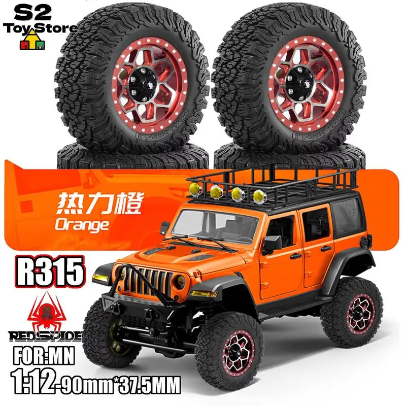 Шины Redspider RC Crawler 1.9 дюйма (90x37.5 мм) и металлические диски для радиоуправляемых внедорожников 1/12 MN 128 86 MJX H12Y RS, запчасти для тюнинга