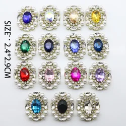 DIY 5pcs New Metal Colored Crystal Flat Bottomed Rhinestone Oval Accessories Wedding Scrapbook Gift Box Decoration Jewelry