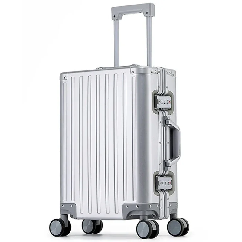 

Metal Spinner Carry On Luggage Suitcase, Double TSA Locks Zipperless Luggage, 20/24/29 inches Aluminium Frame Luggage