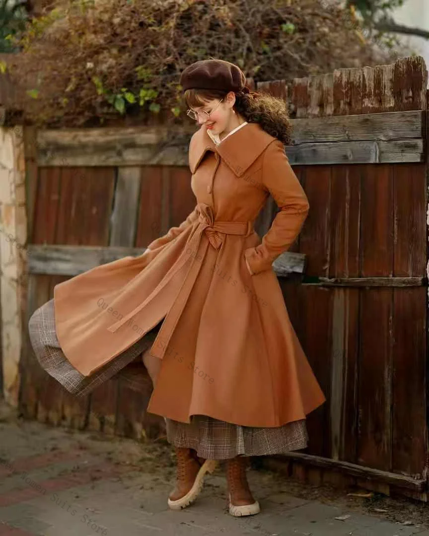 

Cashmere Women Suit 1 Pcs Long Blazer Winter Woolen Prom Dress Formal Office Lady Jacket Wedding Overcoat Customized