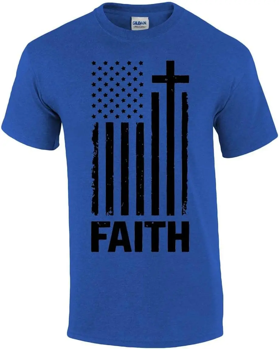 Faith Cross American Flag Christian Short Sleeve T-Shirt Graphic Tee