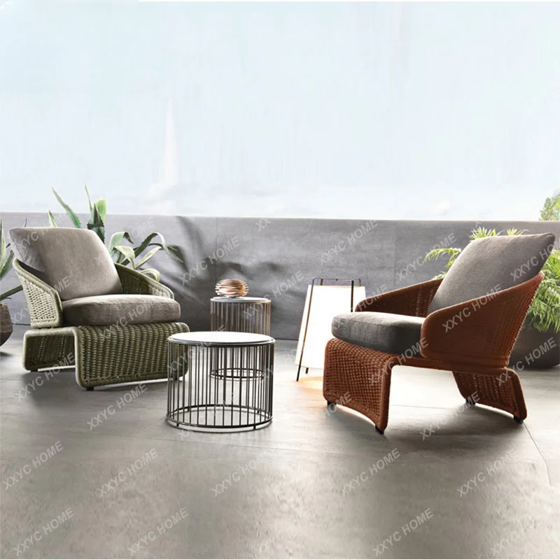 

Outdoor Rattan Sofa Modern Simple Leisure Sofa Single Double Creative Designer Rattan Chair Balcony Courtyard