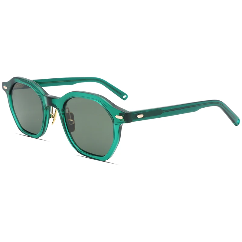 

FocusAid Retro Polygon Women's Sunglasses Men's Fashion Classic Rivet Design Acetate Sunglasses UV400 Colored Nylon Lenses