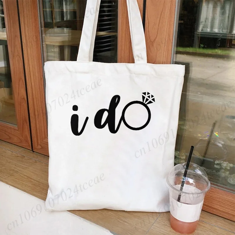 I Do Crew Canvas Tote Bag Team Bride Bachelorette Party Shoulder Shopping Bag Bridesmaids Bridal Shower Wedding Party Handbag