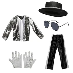 Disfraz de Michael Jackson para niños, traje de Cosplay para cumpleaños, Carnaval, superestrella, cantante, trajes de baile, vestido de fiesta temática