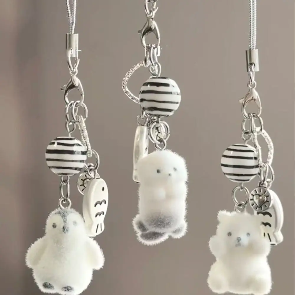 Fashion Polar Bear Plush Keychain Kawaii Cute Cartoon Keychain 3D Creative Bag Pendant Gift