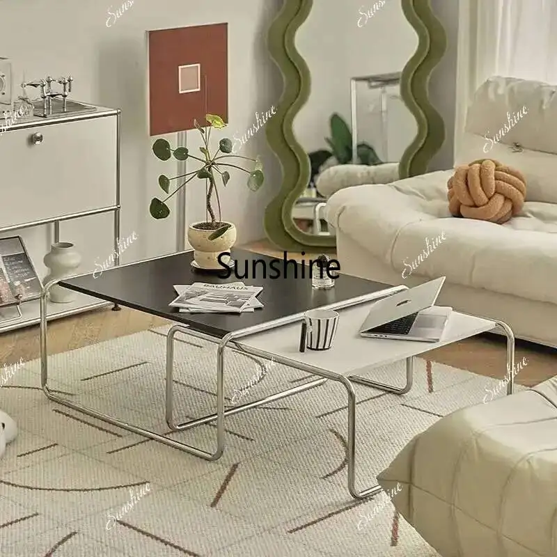 Bauhaus Stainless Steel Medieval Personality Black And White Rectangular Side Several Combination Home Living Room Coffee Table