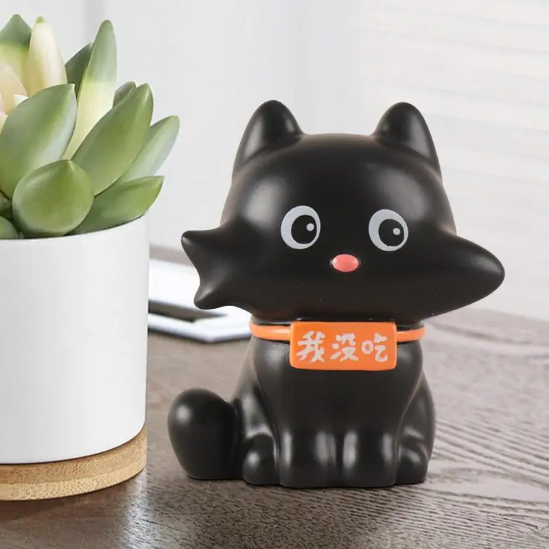 Figuritas de gato negro, adorno de Arte de gato coleccionable, decoración de exhibición de gato de dibujos animados, Decoración de mesa Adorable para niños y adultos